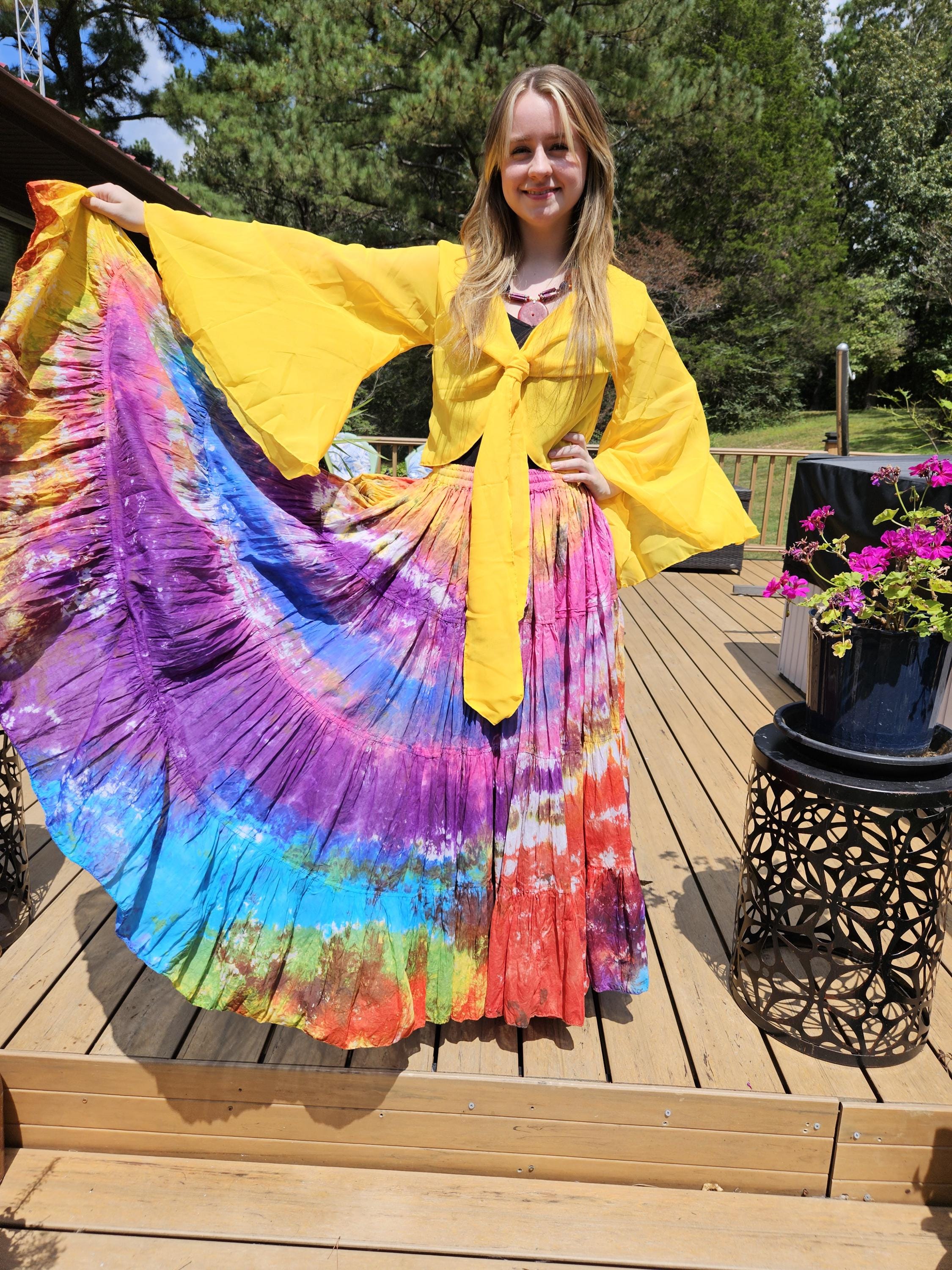 Rainbow boho skirt hotsell