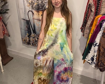 Hand Tie Dyed Overoll Jumpsuit   - One Size S to XL