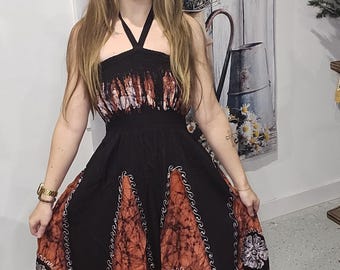 Halter Dress with embroidery   One size S to XL