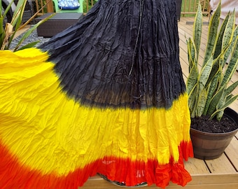 Boho Cotton Gauze Ombre Tie Dye Maxi Skirt One Size S to 2X