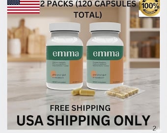 Emma Digestive Health Supplement 2 Pack – 120 Capsules Total – Gut Health Support,