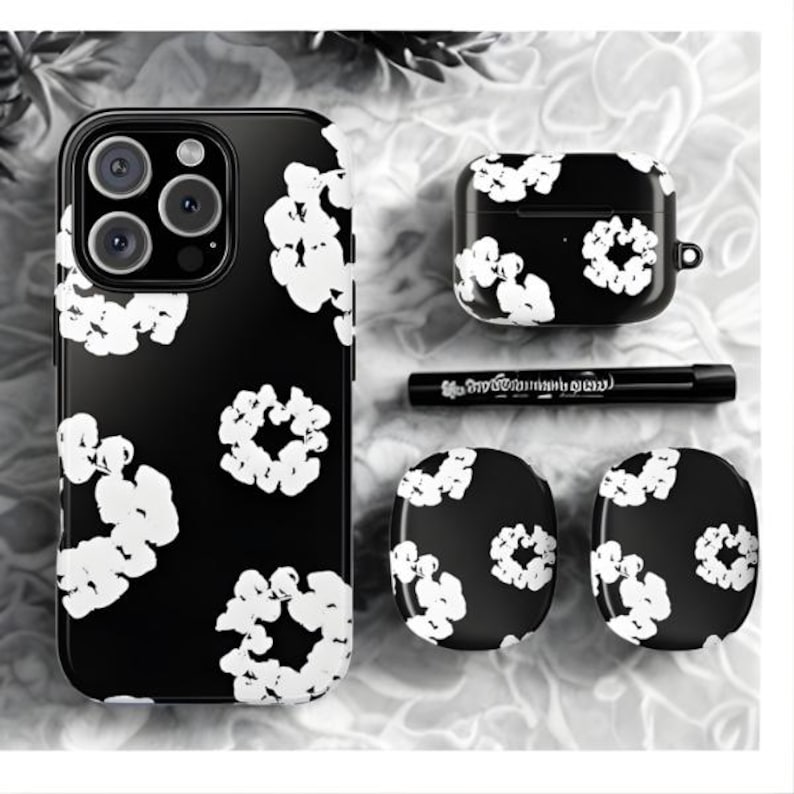 Denim Tears Inspired Cotton Cross Phone Case, AirPods Combo, Streetwear Style Cover image 1