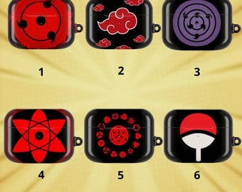 Anime Sharingan AirPods Case, Naruto Akatsuki Cloud Cover (AirPods Gen 1-4, Pro 1-3, Max)