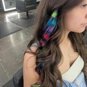 Extensiones de cola de mapache arcoíris con clip, 100% cabello humano Remy.