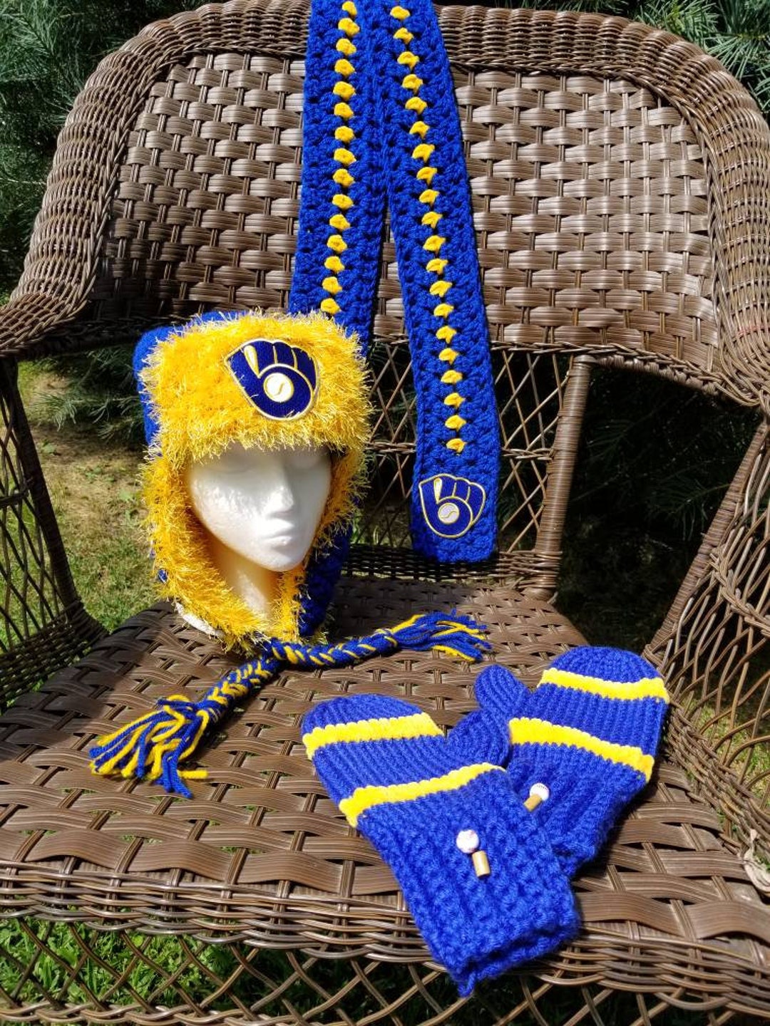 Milwaukee Brewers Retro Set Hat Mitten Scarf Set Milwaukee Etsy