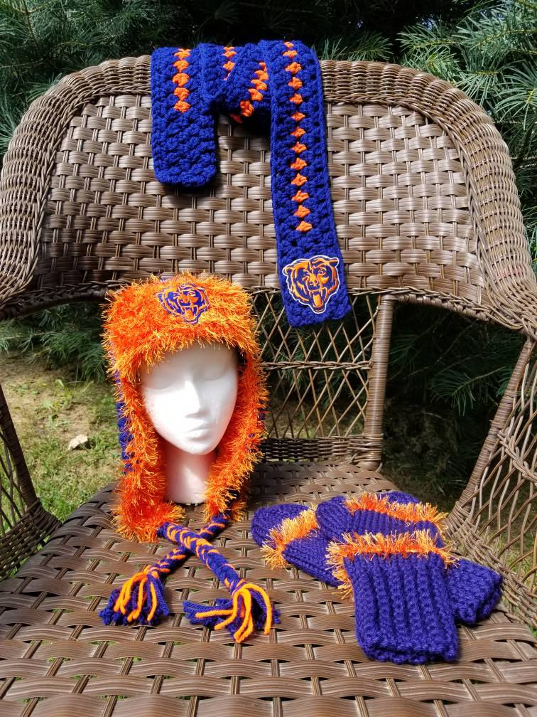 Chicago Bears Hat Mitten Scarf 