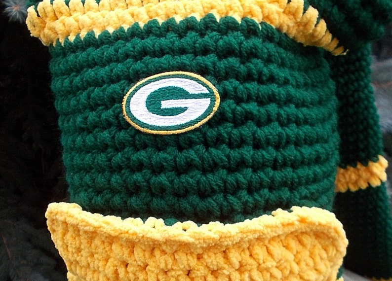 Packers Long Stocking Hat-scarf Combo Green Bay Long Stocking - Etsy