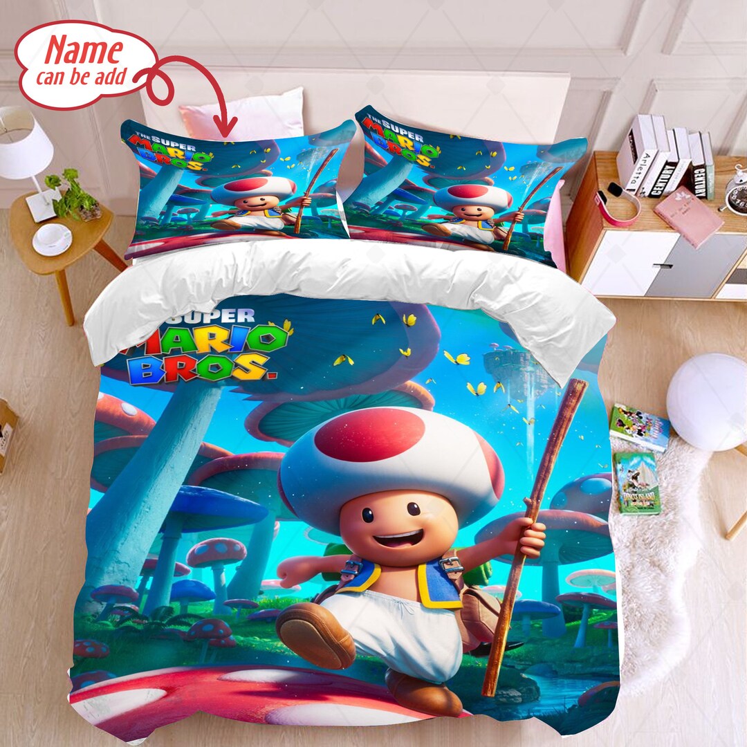 Super Mario Bedding Set Super Mario Bros Quilt Blanket Super - Etsy