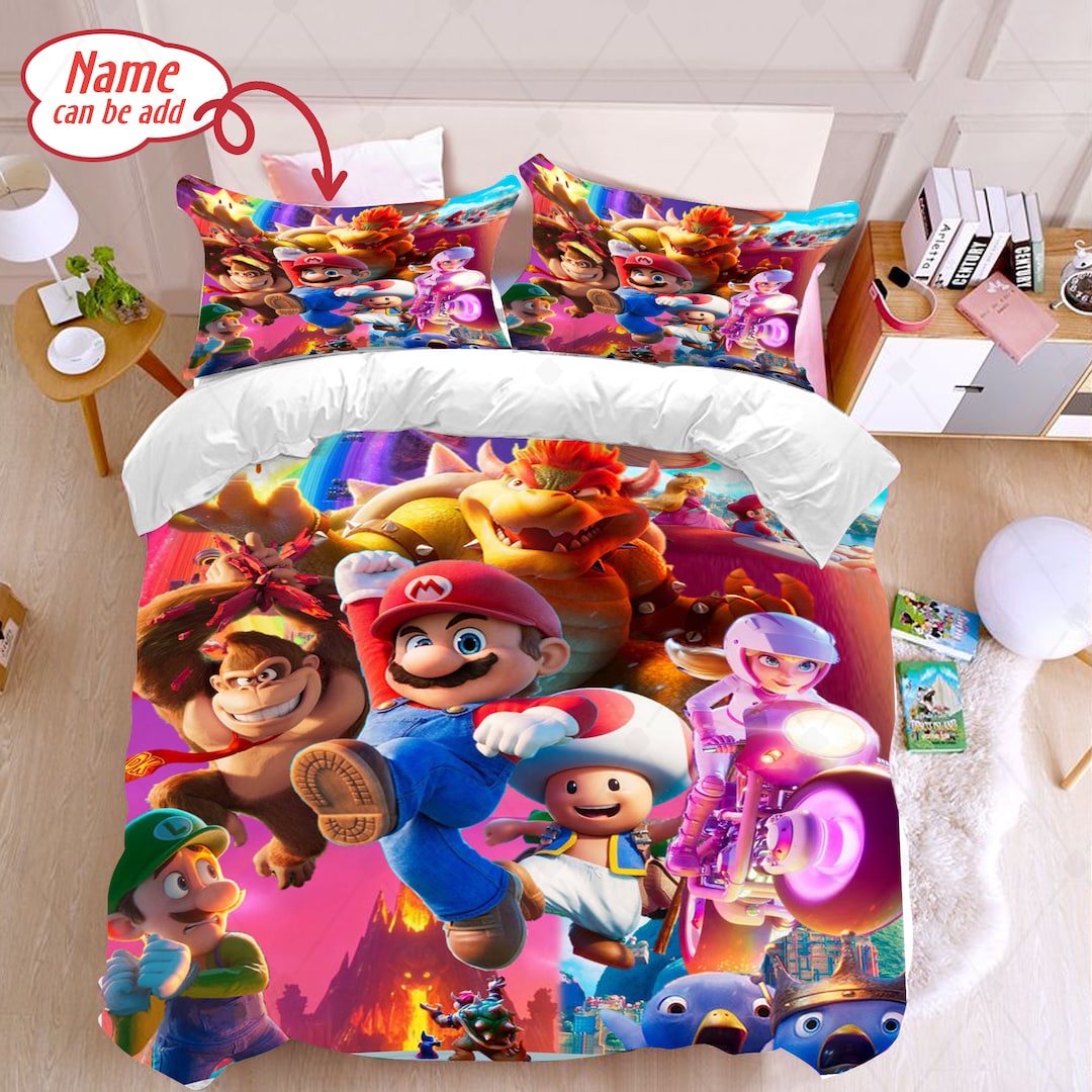 Super Mario Bedding Set Super Mario Bros Quilt Blanket Super Etsy