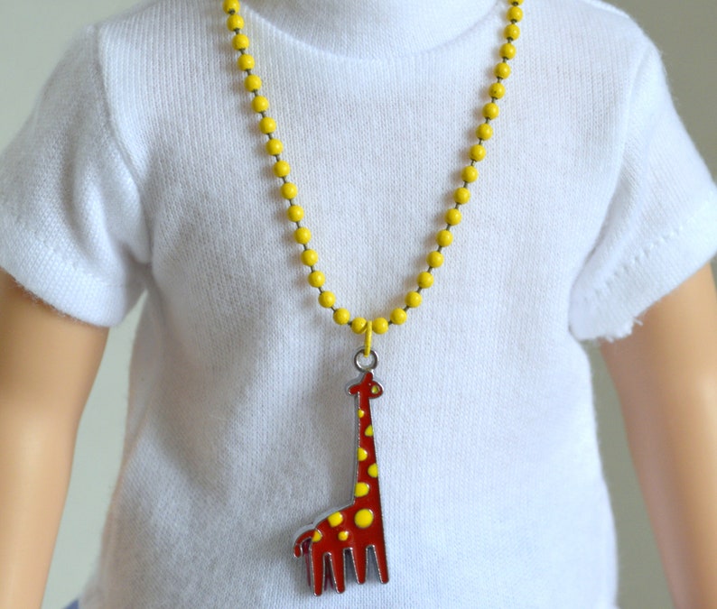 14.5 Doll Jewelry Magnet Clasp Closure 14.5 Doll Necklace 14.5 Giraffe Charm Necklace 14.5 Doll Yellow Ball Chain Necklace