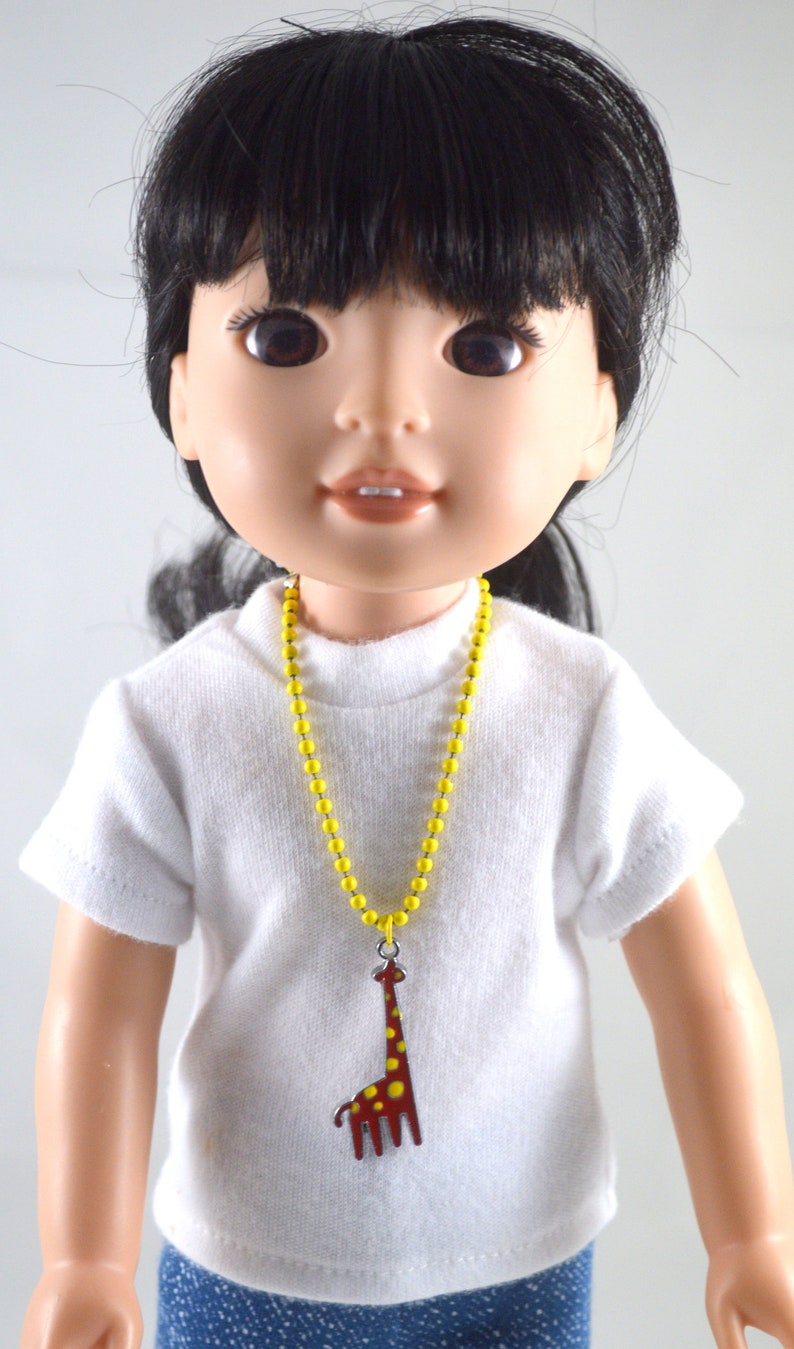 14.5 Doll Jewelry Magnet Clasp Closure 14.5 Doll Necklace 14.5 Giraffe Charm Necklace 14.5 Doll Yellow Ball Chain Necklace
