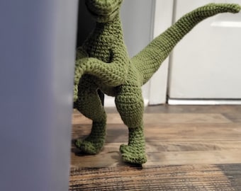 Green Velociraptor Stuffed Animal / Handmade Crochet Dinosaur / Dino Birthday Gifts for Kids / Unique 10 Year Anniversary Gifts for Wife
