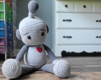 Handmade Stuffed Robot Stuffed Animal / Robot Stuffed Toy / Crochet Robot Doll / Space Nursery Decor / Astronaut Decor / Gift for Kids