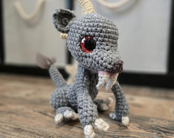 Chupacabra Stuffed Animal Plush / Crochet Horror Chupacabra Creepy Cute Kawaii Gifts / The Goatsucker Cryptid Collectible Desk Accessory