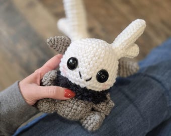 Wendigo Cryptid Stuffed Plush, Spooky Paranormal Plush Toy, Amigurumi Black Supernatural Cryptids, Gothic Art Decor, Crochet Wendigo Plush