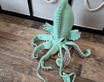 Giant Octopus Stuffed Animal / Handmade Crochet Giant Squid / Kraken Sea Creature Monster of Greek Mythology / Unique Gifts for Him