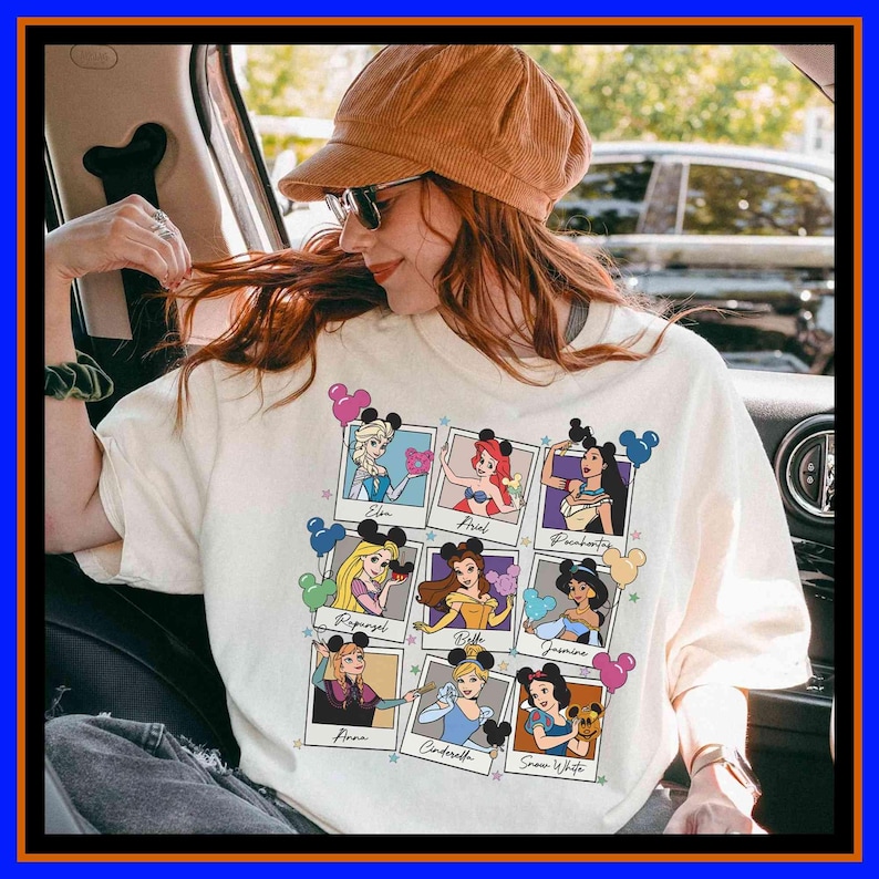 Disney Princesses Balloons Shirt Cute Mickey Ears Shirt Cinderella Ariel Disney Characters Shirt Disney Girl Trip Shirt Tee
