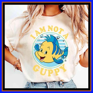 Disney Flounder Fish Shirt Cute Flounder I Am Not A Guppy Tee Disney The Little Mermaid Shirt Disney Family Matching Trip Outfits