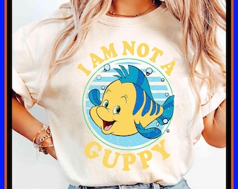 Disney Flounder I Am Not A Guppy Little Mermaid Shirt Family Matching Trip Outfit Tee | Unisex Adult Kid Cotton T-Shirt Hoodie Gift GU269