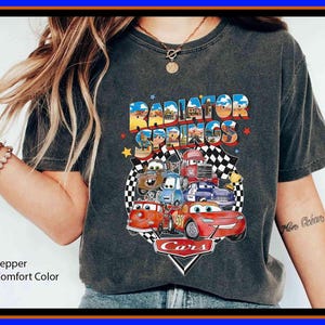 Lightning McQueen Radiator Springs Comfort Colors T-Shirt Retro Disney Cars Movie Shirt Lightning McQueen 95 Shirt Disneyland Family Trip