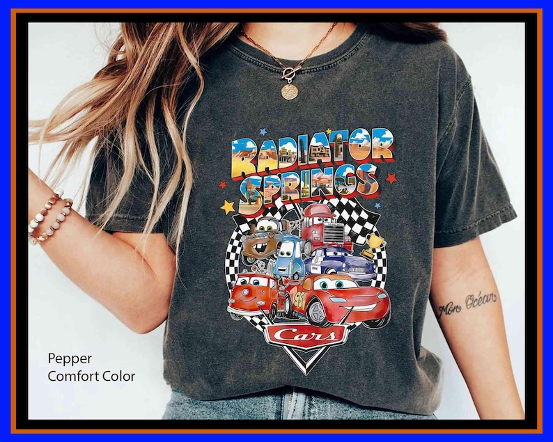 Lightning McQueen Radiator Springs Comfort Colors T-Shirt Retro Disney Cars Movie Shirt Lightning McQueen 95 Shirt Disneyland Family Trip