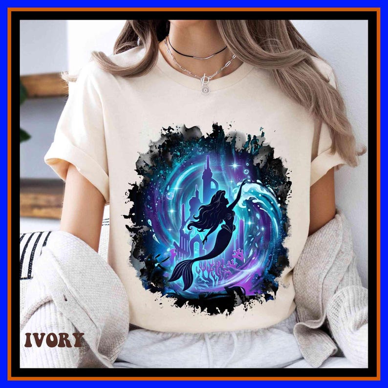 Retro Ariel Princess Ocean Archway Silhouette T-Shirt Little Mermaid Under The Sea Shirt Disney Princess Outfit Disneyland Trip Tee