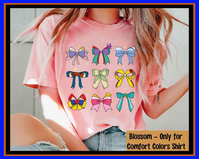 Disney Princess Coquette Bow Watercolor Comfort Colors T-Shirt Aurora Ariel Belle Cinderella Disney Girls Matching Shirt Disneyland Trip