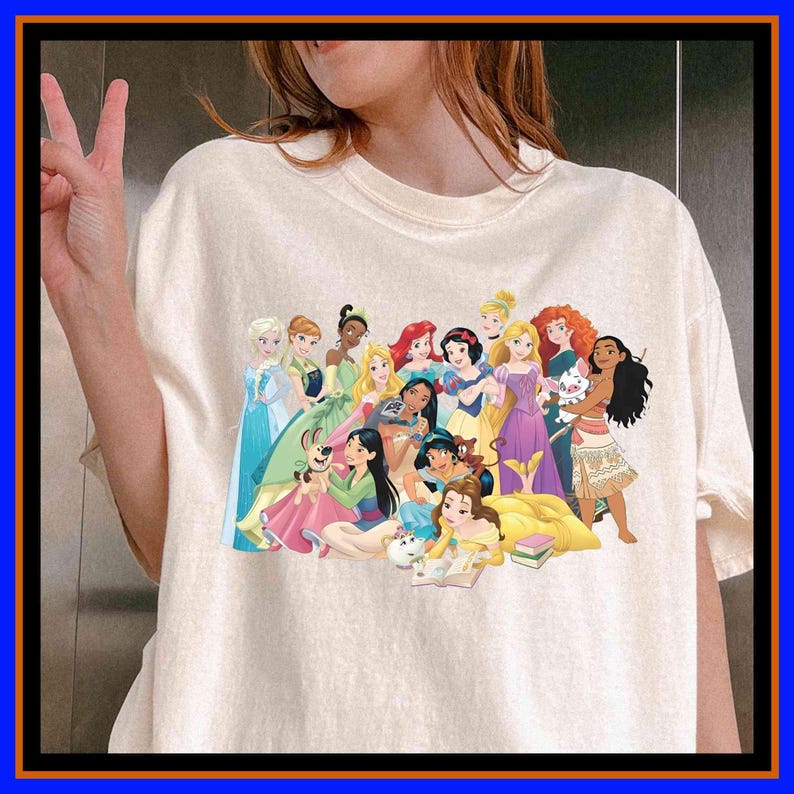 Disney Princess Moana Elsa Cinderella Ariel Jasmine Aurora Belle Disneyland Girls Trip Disneyworld Princess Tee