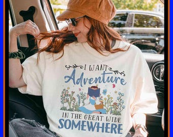 Retro Belle Princess I Want Adventure Beauty And The Beast Bookworm Gift Shirt Tee | Unisex Adult Kid Cotton T-Shirt Hoodie Gift GU704