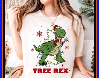 Baum Rex Weihnachten Toy Story Party Disneyland Disney Lustig Kinder Familie Weihnachten Shirt | Unisex Erwachsene Kind Baumwolle T-Shirt Hoodie Geschenk GU885