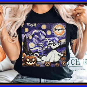 Zero Dog Halloween Starry Night Comfort Colors Shirt Nightmare Before Christmas Tee Disney Spooky Season Disneyland Oogie Boogie Bash
