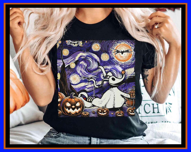 Zero Dog Halloween Starry Night Comfort Colors Shirt Nightmare Before Christmas Tee Disney Spooky Season Disneyland Oogie Boogie Bash