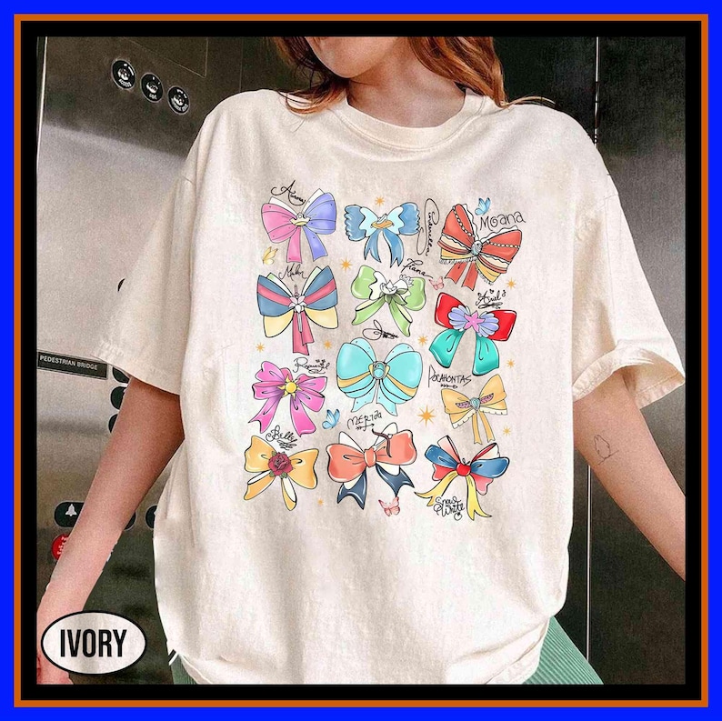 Princess Coquette Bow Shirt Disney Princess Ribbon Shirt Princess Family Shirt Elsa Rapunzel Cinderella Belle Snow White Disneyland Shirt