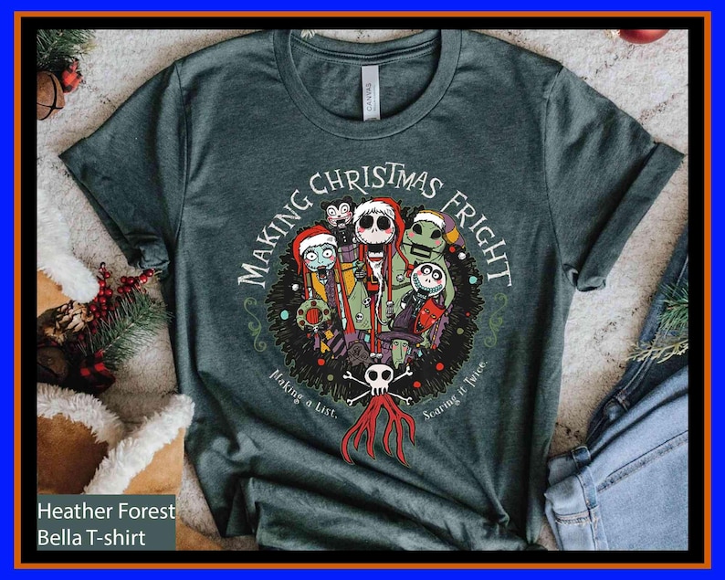 Vintage Jack Sally Oogie Making Christmas Fright Shirt Nightmare Before Christmas Disney Merry Christmas Party Trip Gift