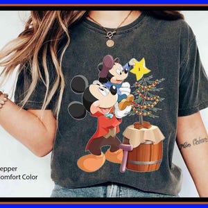 Mickey Mouse With Christmas Tree Mickey's Christmas Carol Comfort Color Shirt Disney Xmas T-Shirt Merry Christmas Party Disneyland Holiday