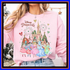 Vintage Disney Princess Christmas Shirt Disneyworld Shirt Cinderella Belle Rapunzel Ariel Snow White Jasmine Disney Trip Christmas Shirt