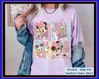 T-shirt Minnie Mouse Daisy Duck Ice Cream | Disney-meisjesshirt | Retro T-shirt | Unisex cadeau voor volwassenen zacht katoenen T-shirt met capuchon GU171