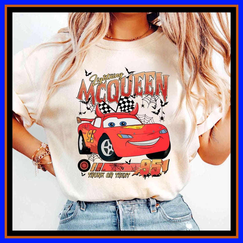 Retro Lightning McQueen Disney Cars Halloween Shirts Kids Halloween Shirt Disney Halloween Trip Halloween Gift Disney Halloween Party