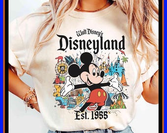 Camiseta de Disneyland / Camiseta de Mickey Mouse de Disneyland / Disney vintage de 1955 / Disney retro divertido / Camiseta unisex para adultos y niños, sudadera con capucha, regalo GU77