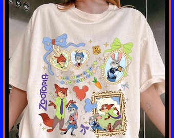 Disney Zootopia Coquette Bow Nick Judy Shirt Disneyland Disneyworld Comfort Colors Tee | Unisex Adult Kid Cotton T-Shirt Hoodie Gift GU395