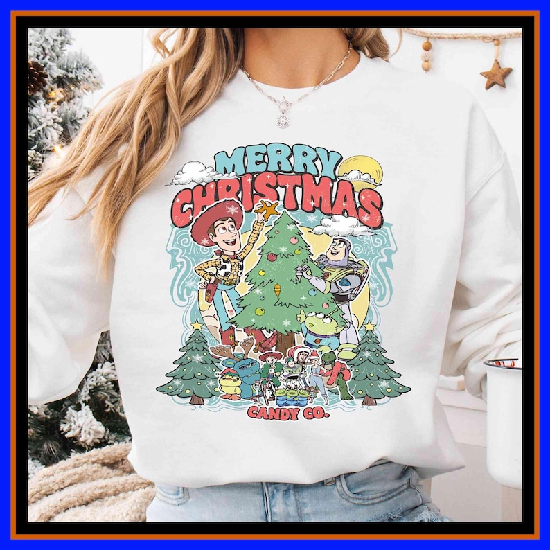 Toy Story Christmas Shirt Disney Woody Kids Xmas Sweatshirt Buzz Lightyear Christmas T-Shirt Buzz and Woody Christmas