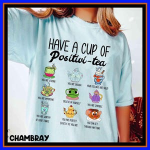 Retro Princess Sidekick Positivi-tea T-Shirt Funny Pascal Ariel Cinderella Rapunzel Shirt Mental Health Cups Tee Disney Trip Matching