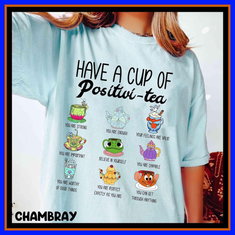 Retro Princess Sidekick Positivi-tea T-Shirt Funny Pascal Ariel Cinderella Rapunzel Shirt Mental Health Cups Tee Disney Trip Matching