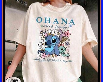 Disney Stitch Ohana Means Family Lilo And Stitch No One Gets Left Behind Shirt Hoodie | Unisex Adult Kid Cotton T-Shirt Hoodie Gift GU368