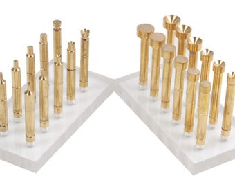 Conjunto de 22 varetas de latão para lapidação de pedras preciosas, ferramentas para joalheria e suprimentos para fabricação de joias.