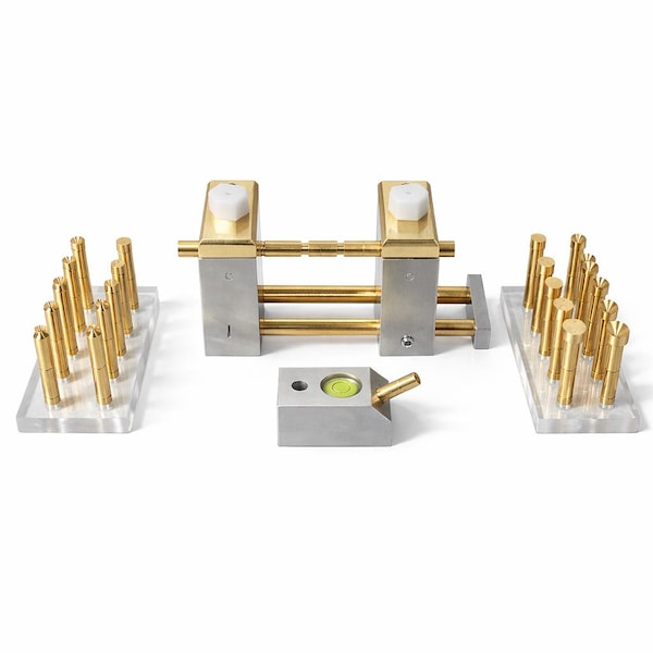 Lapidary Transfer Jig Kit: Stainless Steel, Brass Dops, Adjustable Angle Dop Tool
