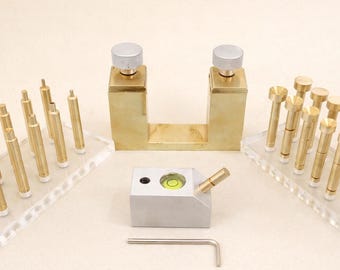 Solid Brass Lapidary Transfer Jig Set with 22 Dops, Gem Faceting Alignment Tool