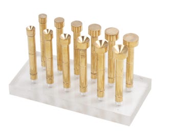 Conjunto de 12 varetas de latão para lapidação de pedras preciosas, ferramentas para joalheria e suprimentos para fabricação de joias.