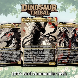 Dinosaur Tribal Theme Deck Proxy 100+ Card Commander Deck | Ready to Play Full Commander Deck | Perfect Gift for Players & Collectors