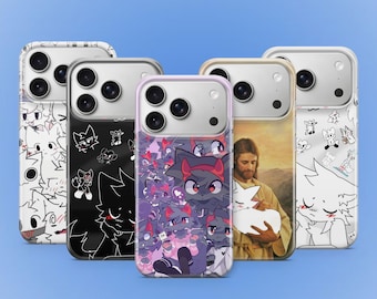 Funda para teléfono Boykisser Cat, funda con fondo de pantalla de gato peludo y gracioso para iPhone, Samsung, Google Pixel, protector de privacidad resistente.